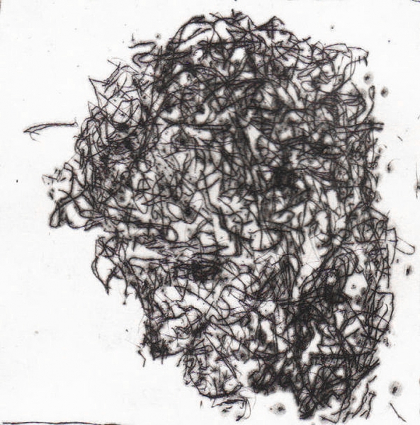 Head Of Will' Drypoint Etching 3 Original Painting Portrait Made With Ink And Acrylic